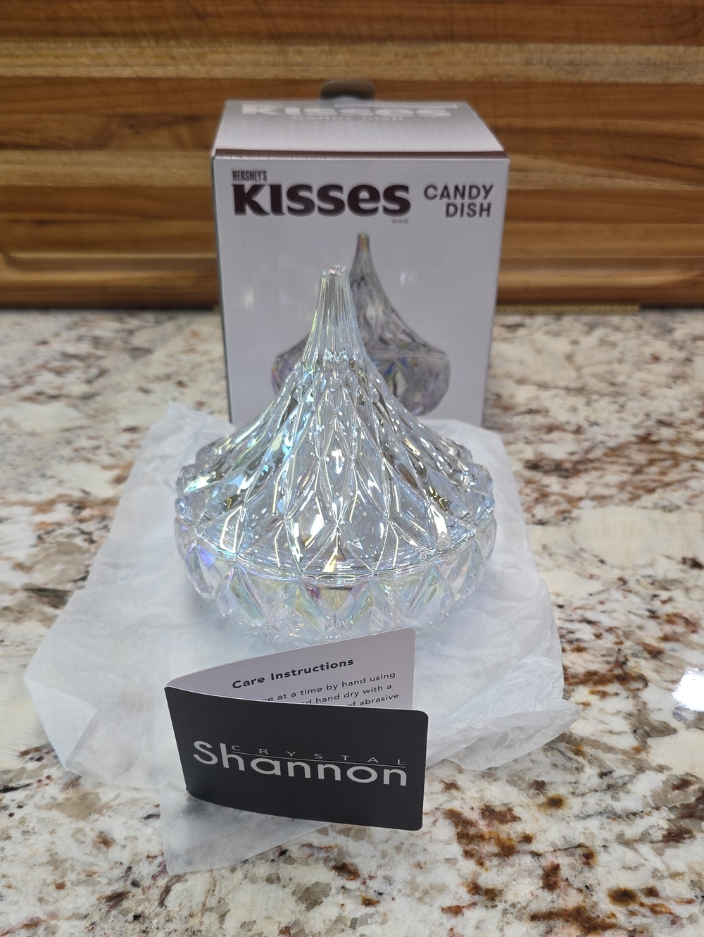 Godinger Shannon Crystal Hershey’s Kiss Candy Dish – Iridescent Lidded Box – NIB